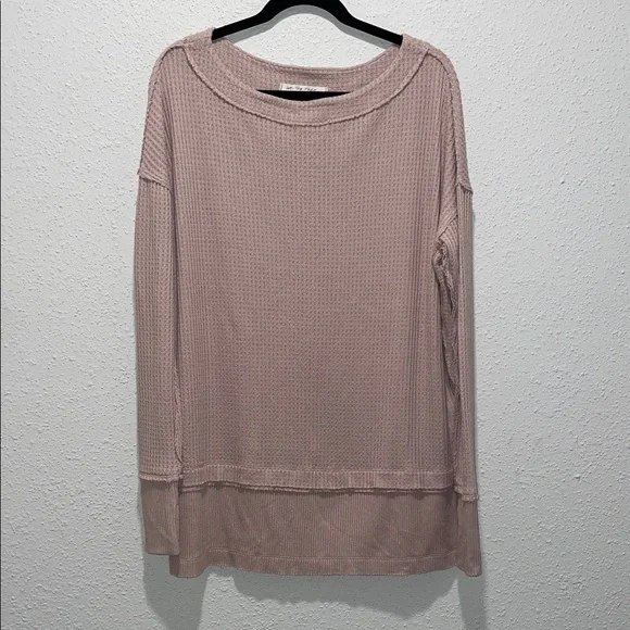 We The Free North Shore Mauve Waffle Knit Sweatshirt - Picture 2 of 5